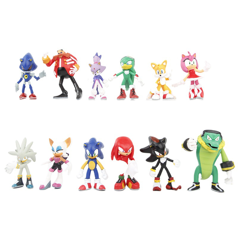 Model Kit Sonic - 12Pcs Set Super Sonic Figure Tails