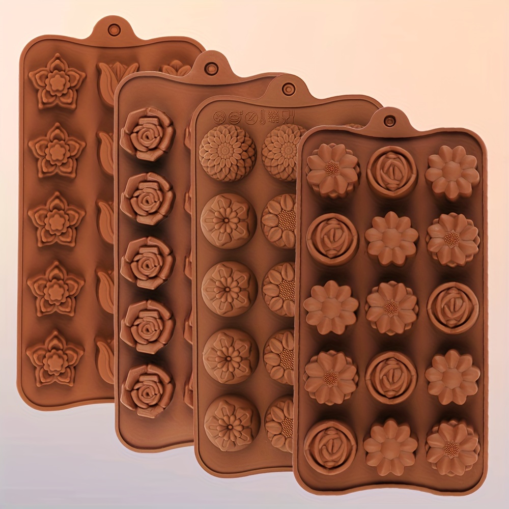 Model Kitchen Set - 4 Flower-Shaped Chocolate Candy Molds Made