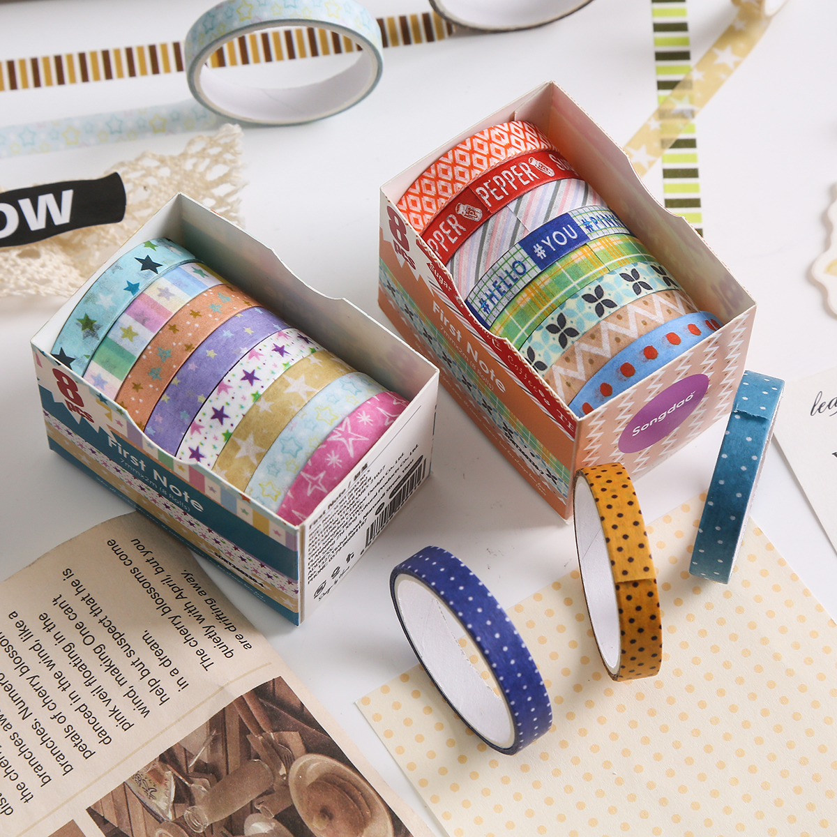 8 Rolls Retro Patterned Washi  - огляд і ціна Masking Tape Thin