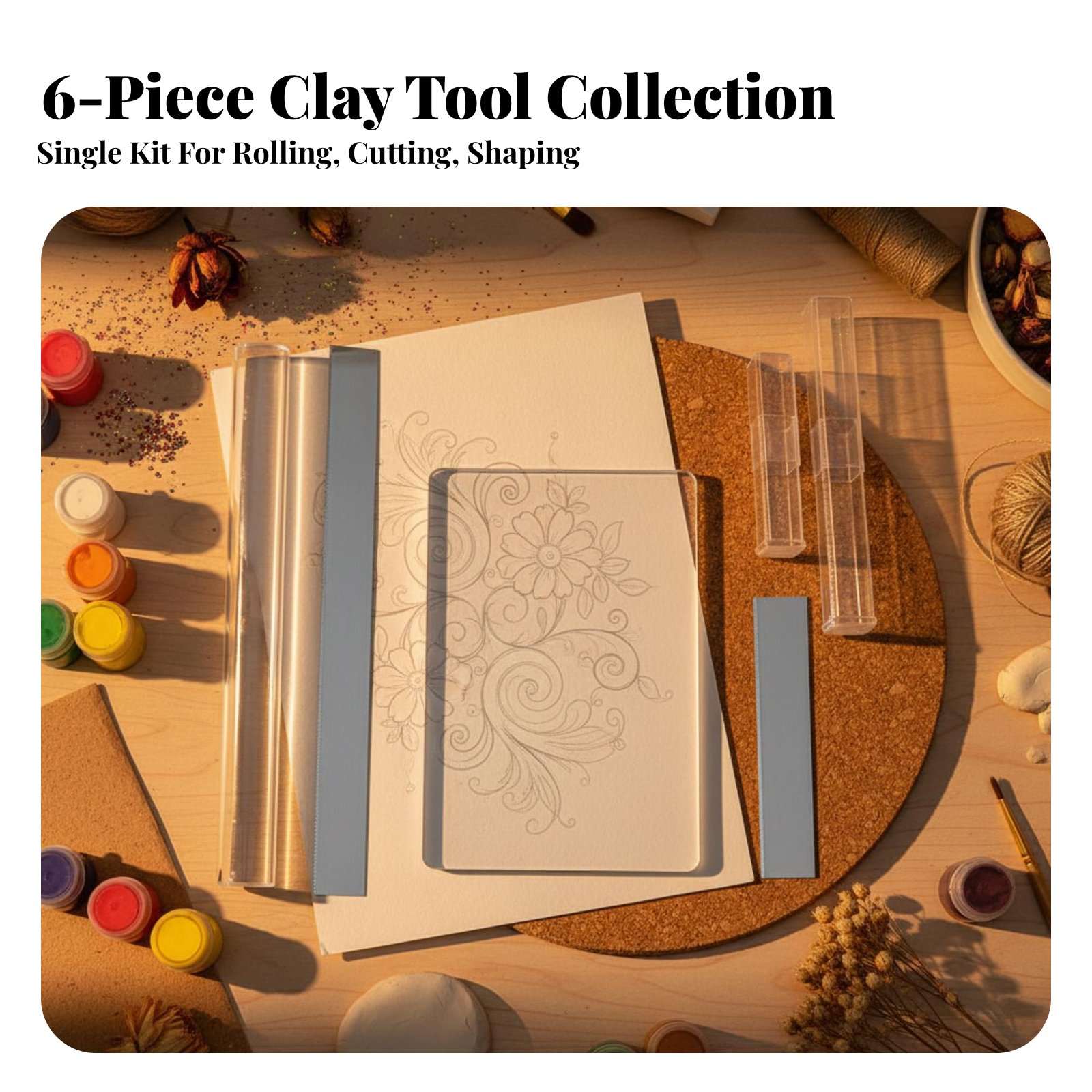 6 Pieces Acrylic Clay Cylinder - огляд і ціна Model Kit Tool Set